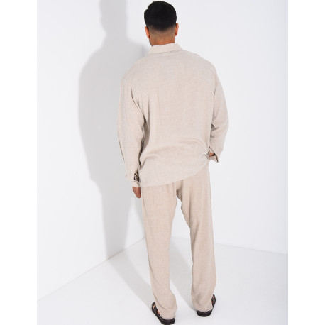 Ensemble en lin pantalon et chemise manches longues