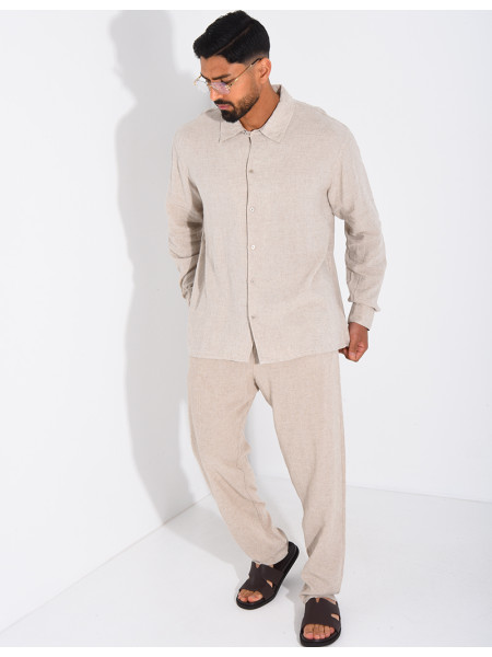 Ensemble en lin pantalon et chemise manches longues