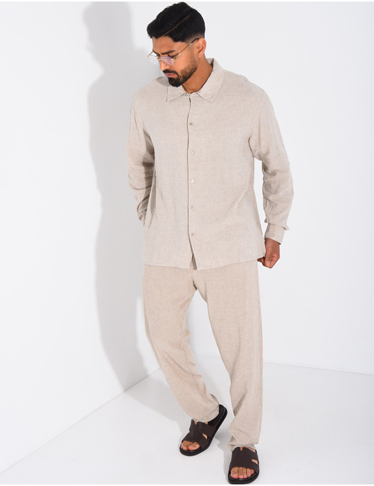 Ensemble en lin pantalon et chemise manches longues