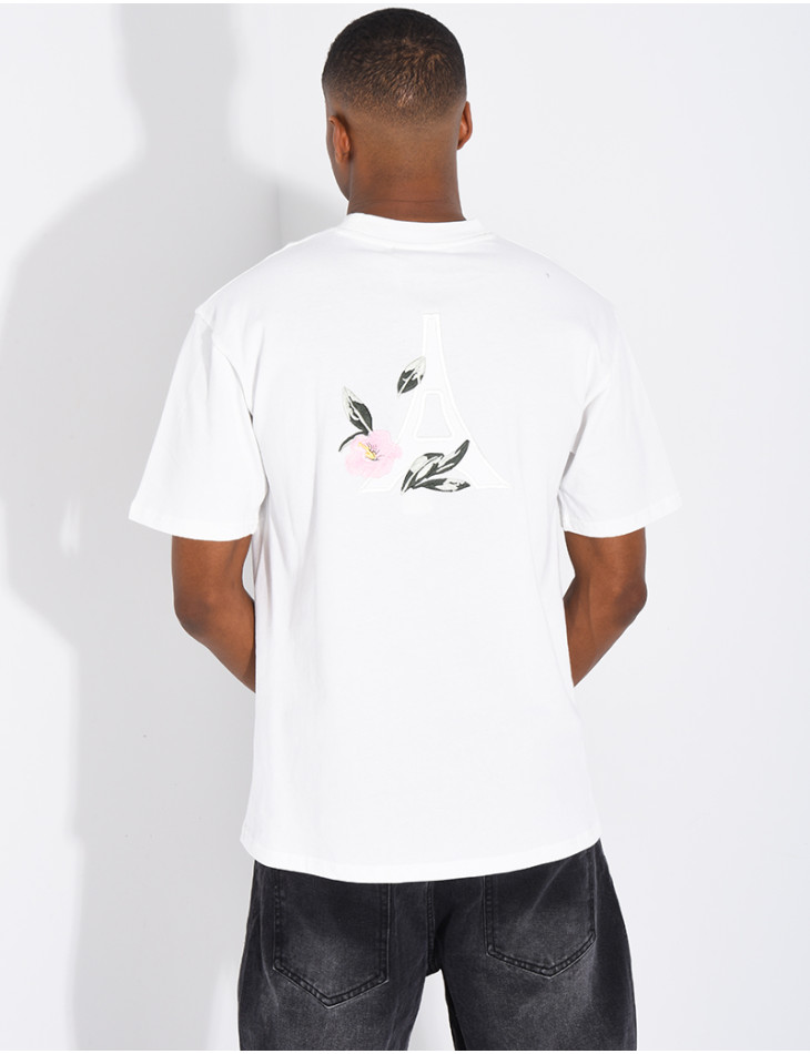 T-shirt tour eiffel et fleur