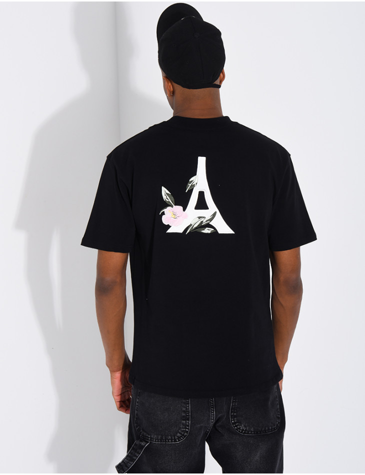 T-shirt tour eiffel et fleur