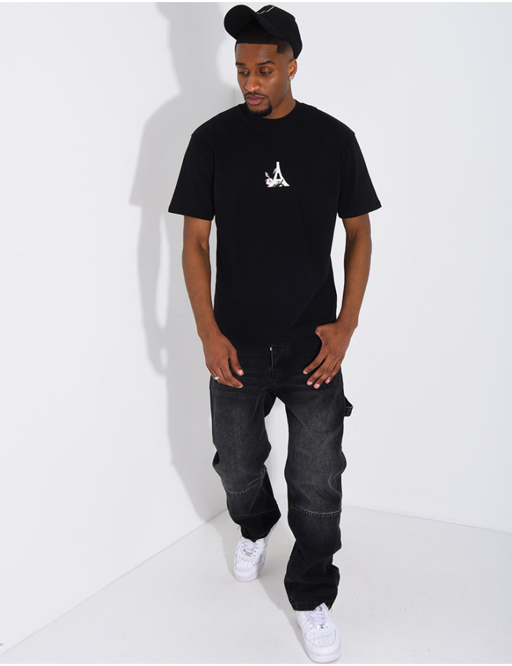 T-shirt tour eiffel et fleur