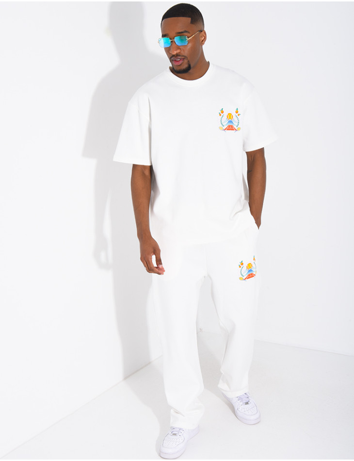 Set aus Hose und T-Shirt mit Tennisplatz