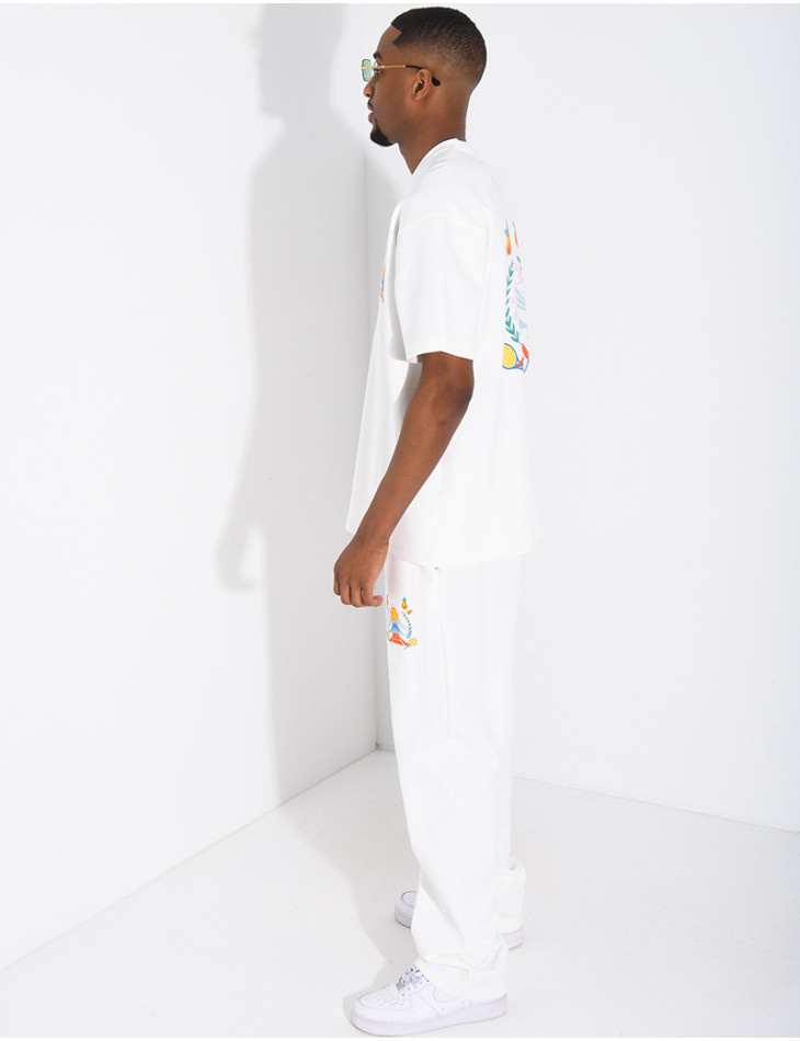 Set aus Hose und T-Shirt mit Tennisplatz