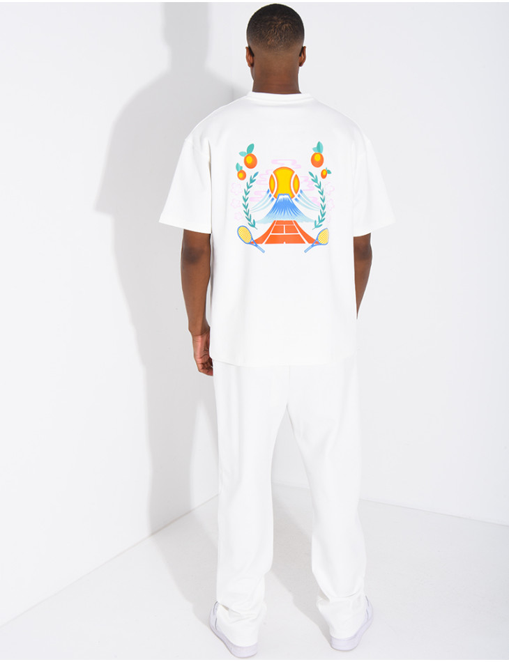 Set aus Hose und T-Shirt mit Tennisplatz