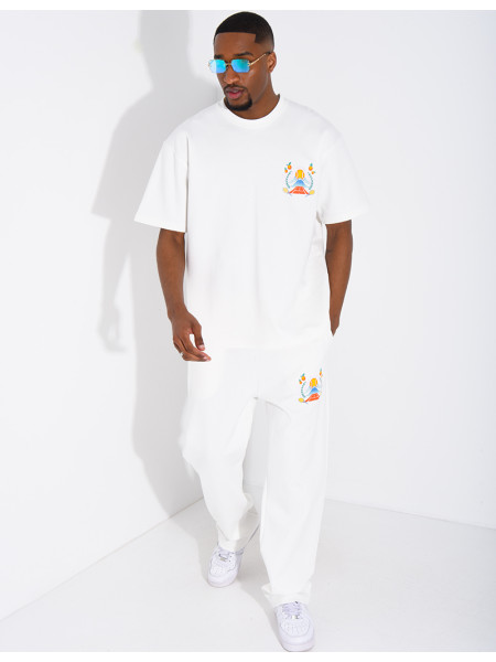 Set aus Hose und T-Shirt mit Tennisplatz