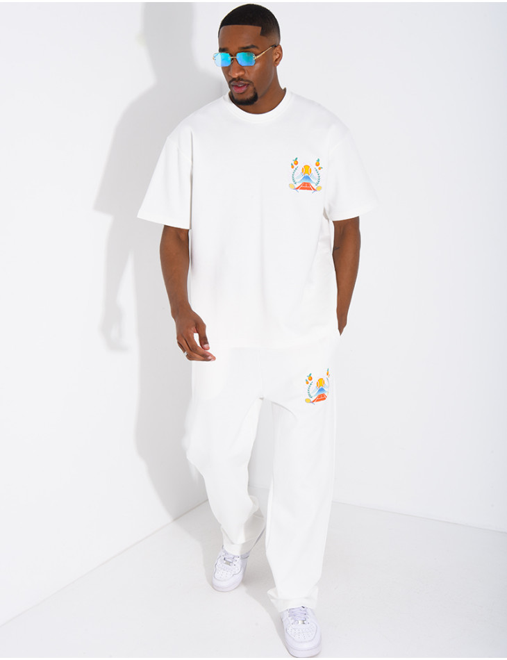 Set aus Hose und T-Shirt mit Tennisplatz