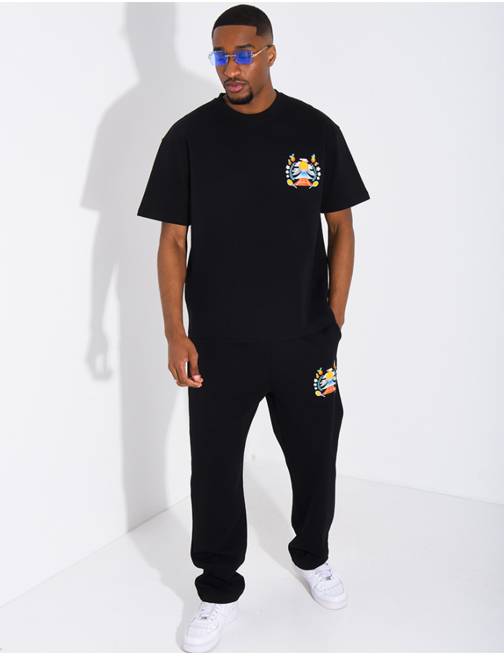 Set aus Hose und T-Shirt mit Tennisplatz