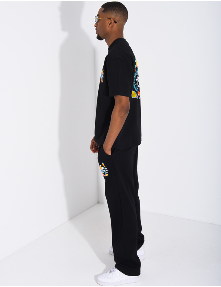 Set aus Hose und T-Shirt mit Tennisplatz