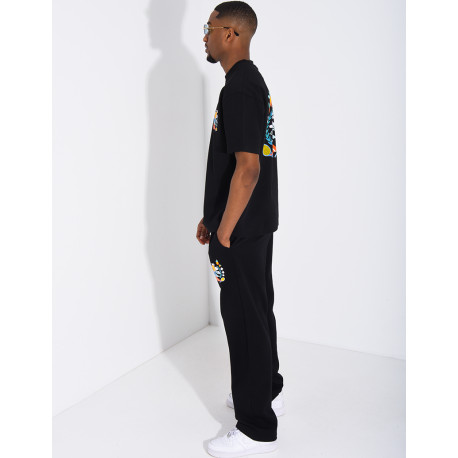 Set aus Hose und T-Shirt mit Tennisplatz