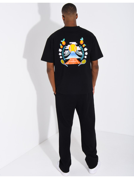 Set aus Hose und T-Shirt mit Tennisplatz