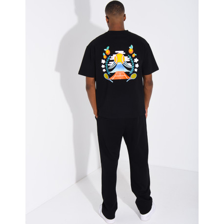 Set aus Hose und T-Shirt mit Tennisplatz