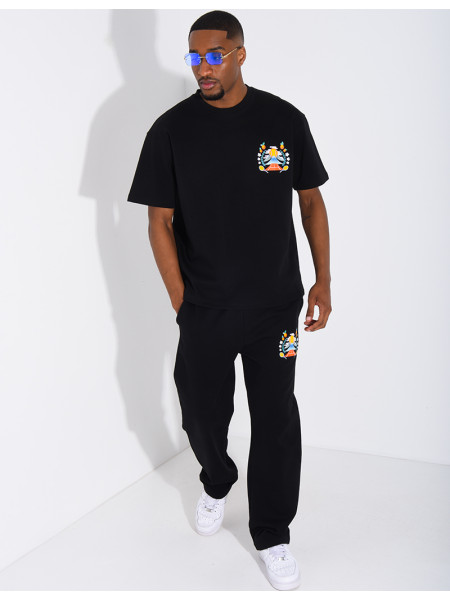 Set aus Hose und T-Shirt mit Tennisplatz