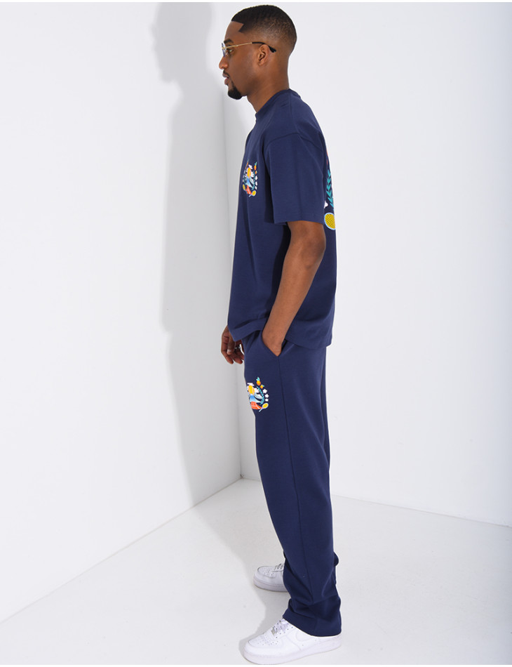 Set aus Hose und T-Shirt mit Tennisplatz