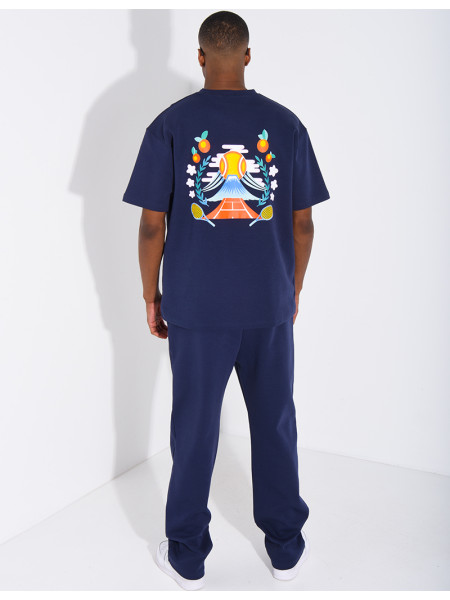 Set aus Hose und T-Shirt mit Tennisplatz