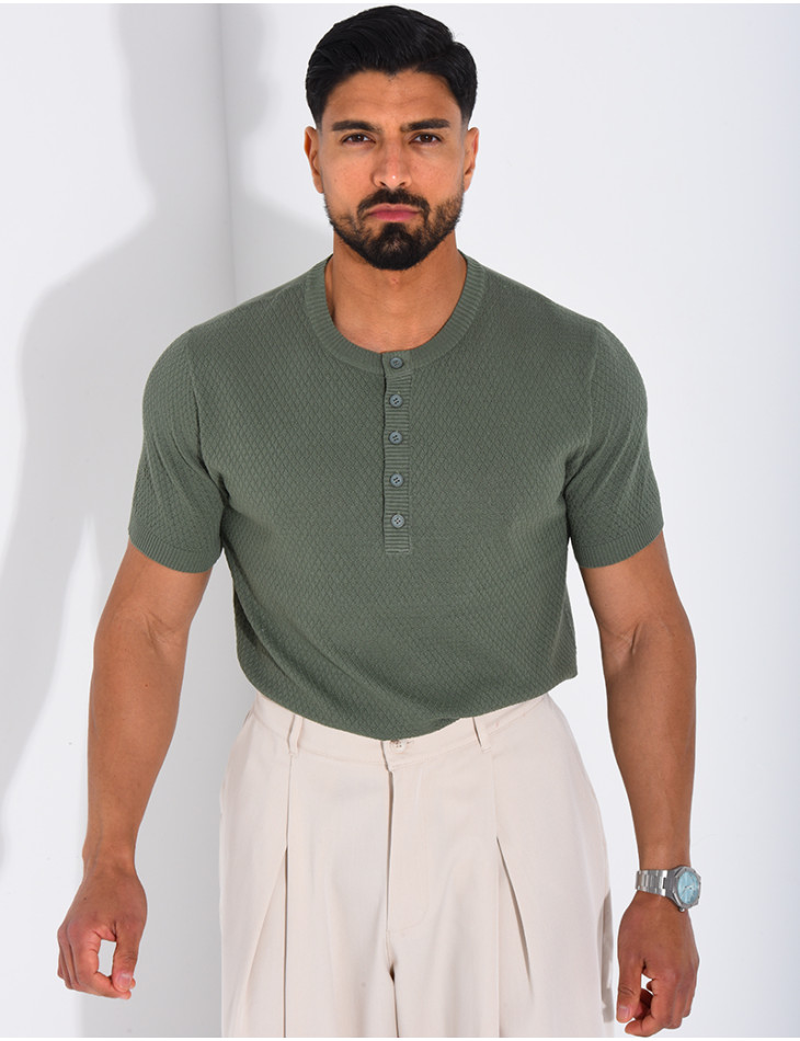 T-shirt texturé à boutons