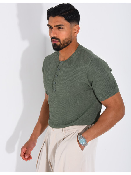 T-shirt texturé à boutons