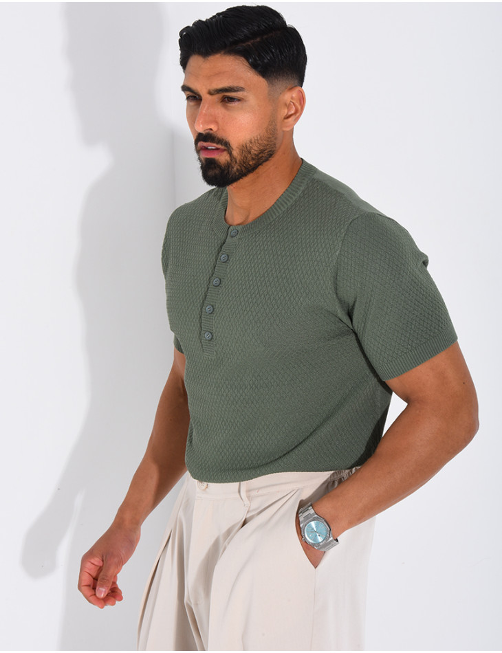 T-shirt texturé à boutons