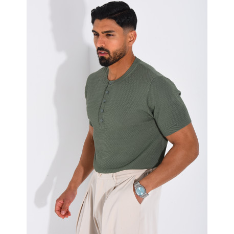 T-shirt texturé à boutons