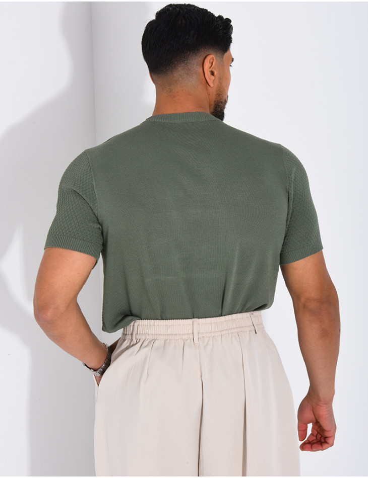 T-shirt texturé à boutons