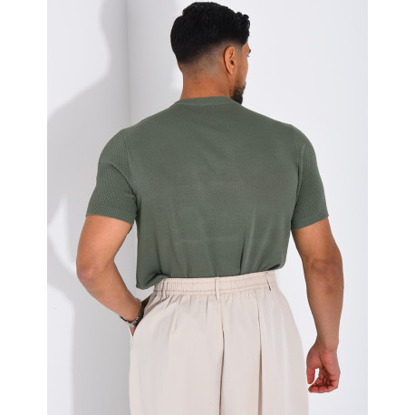 T-shirt texturé à boutons