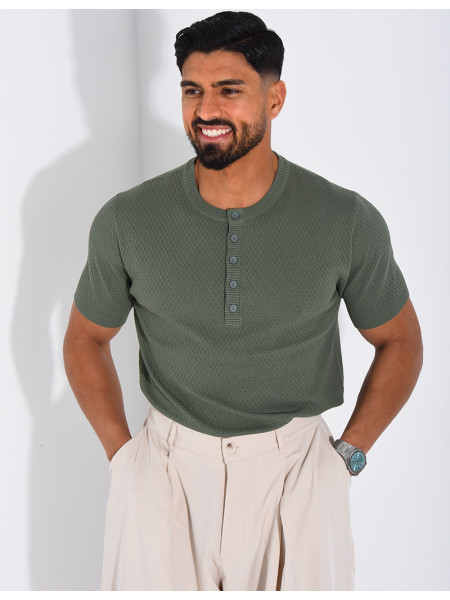 T-shirt texturé à boutons