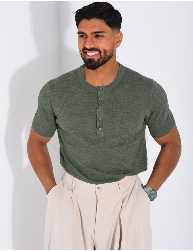 T-shirt texturé à boutons
