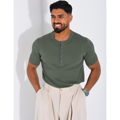 T-shirt texturé à boutons