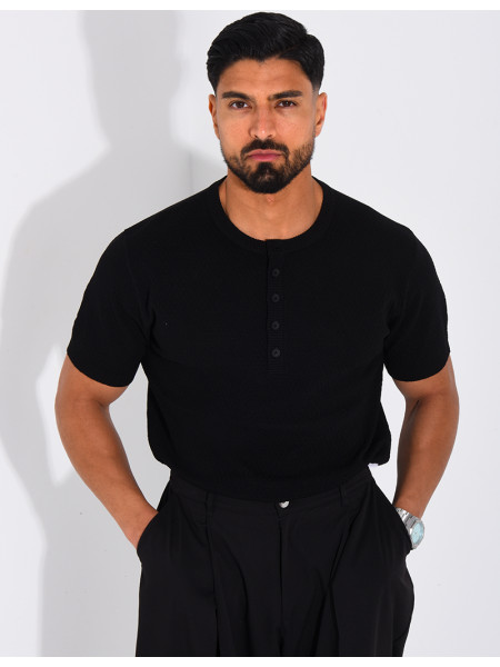 T-shirt texturé à boutons