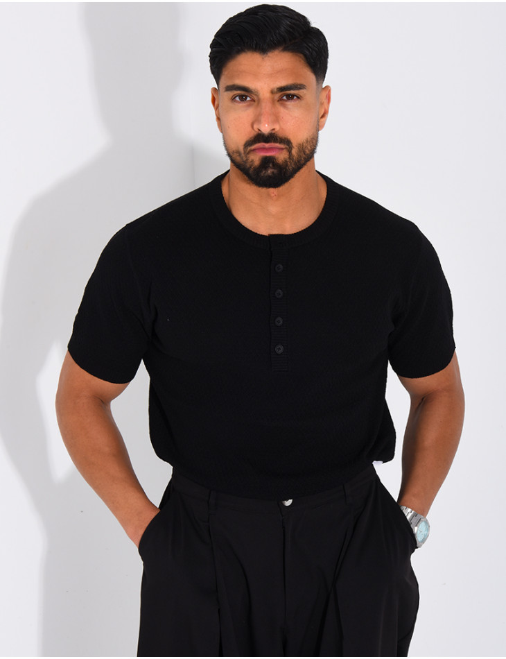 T-shirt texturé à boutons