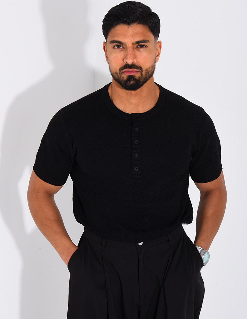 T-shirt texturé à boutons