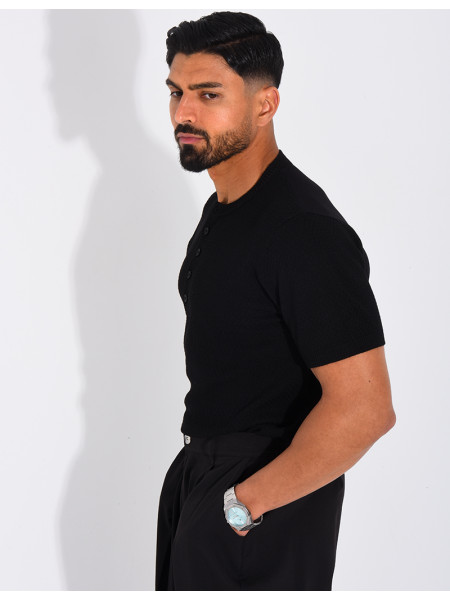 T-shirt texturé à boutons