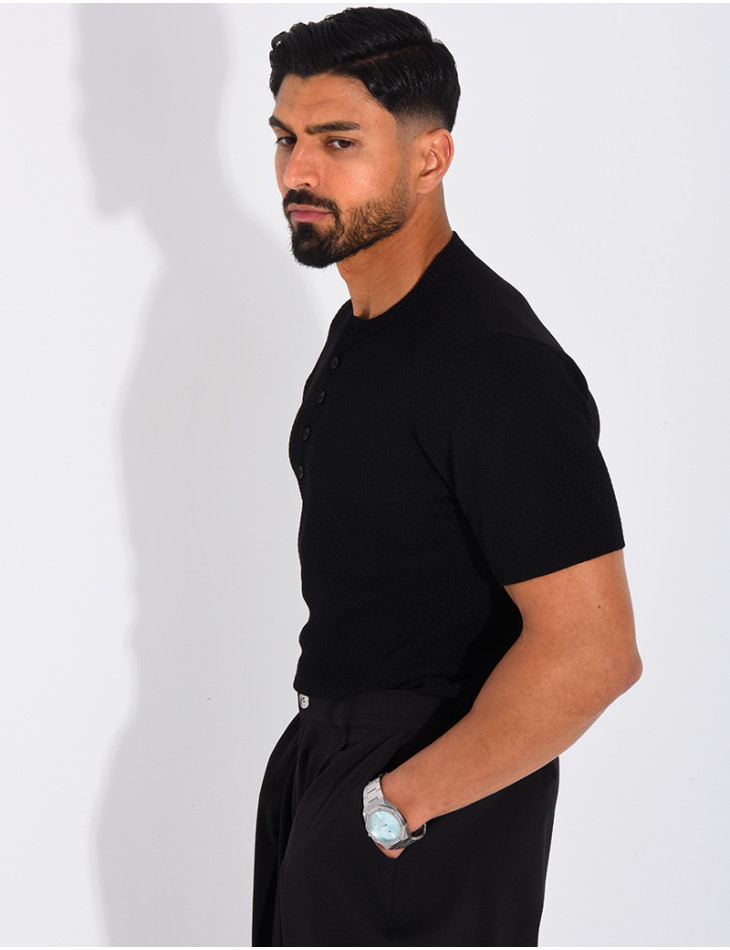 T-shirt texturé à boutons