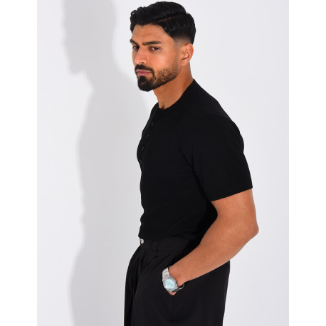 T-shirt texturé à boutons