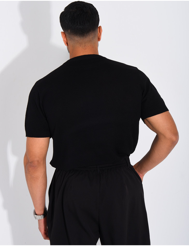 T-shirt texturé à boutons
