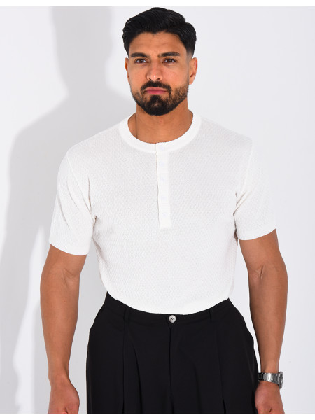 T-shirt texturé à boutons