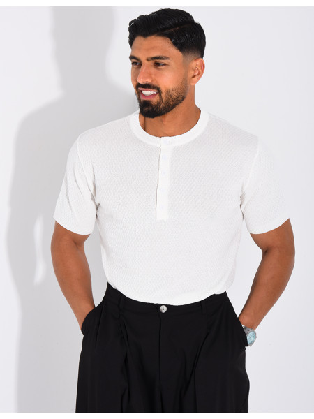 T-shirt texturé à boutons