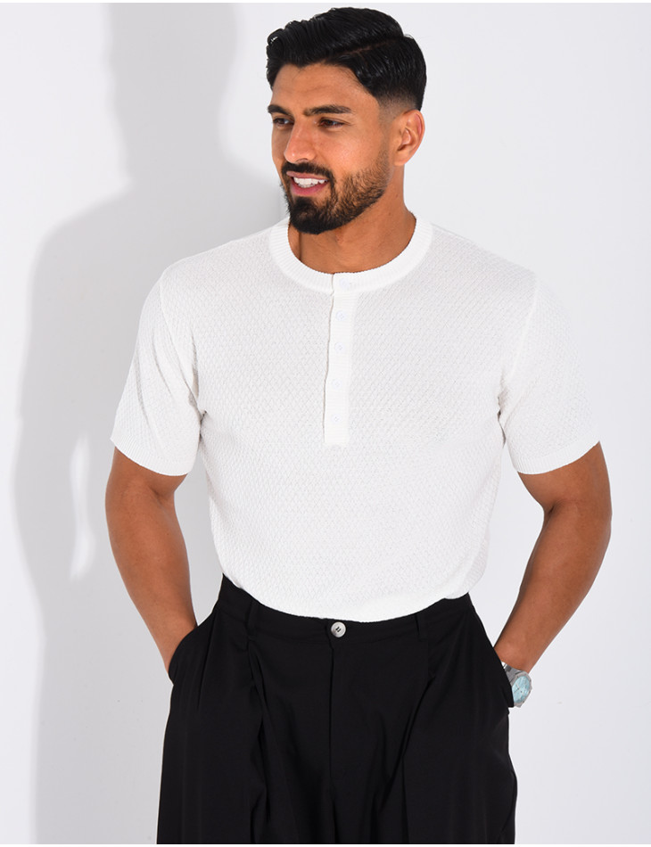 T-shirt texturé à boutons