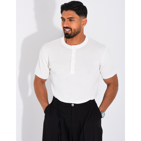 T-shirt texturé à boutons