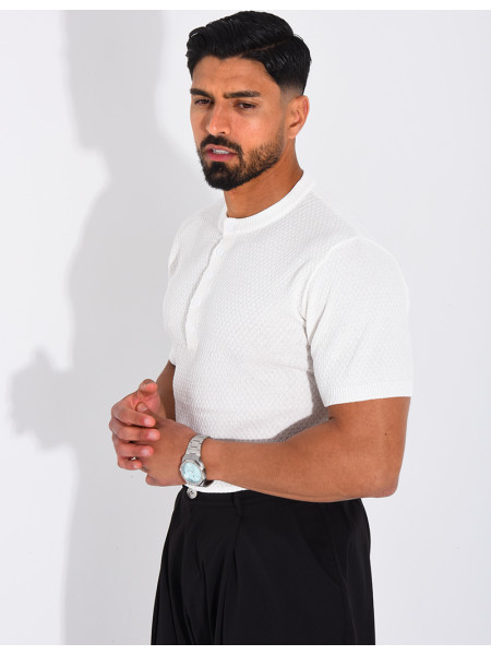 T-shirt texturé à boutons