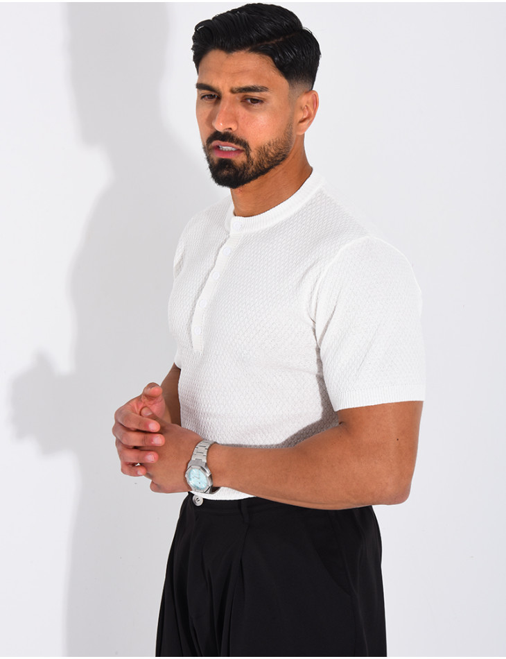 T-shirt texturé à boutons