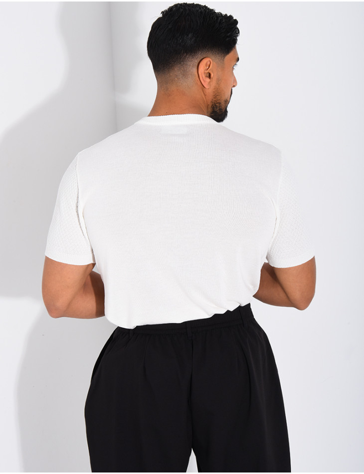 T-shirt texturé à boutons