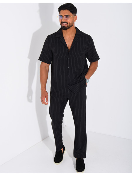 Ensemble rayé pantalon et chemise manches courtes