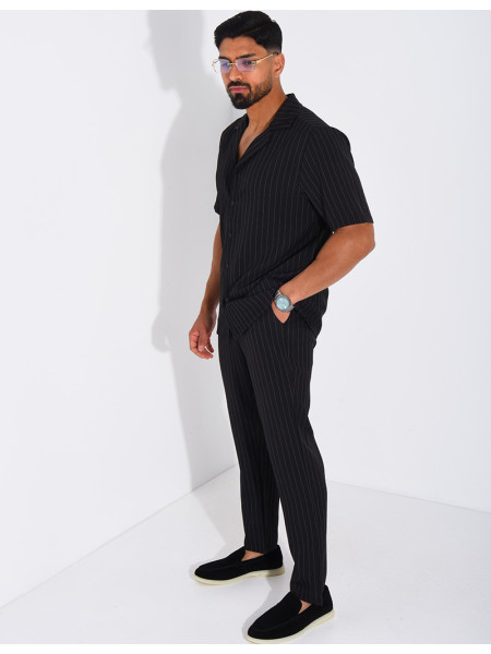 Ensemble rayé pantalon et chemise manches courtes
