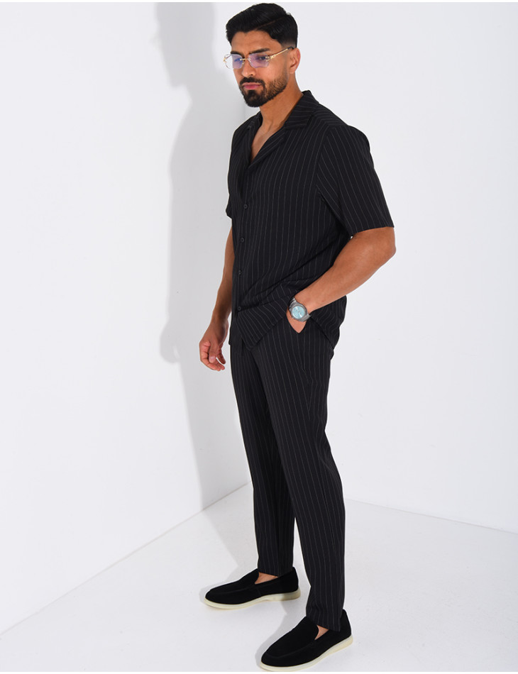 Ensemble rayé pantalon et chemise manches courtes
