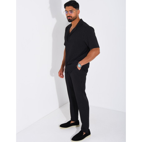 Ensemble rayé pantalon et chemise manches courtes