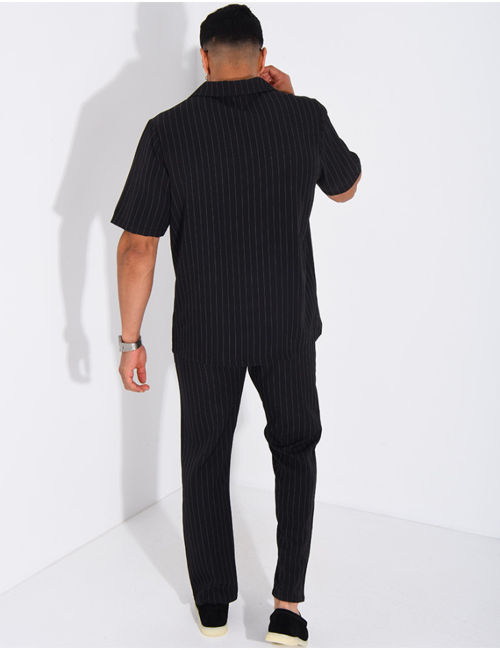 Ensemble rayé pantalon et chemise manches courtes