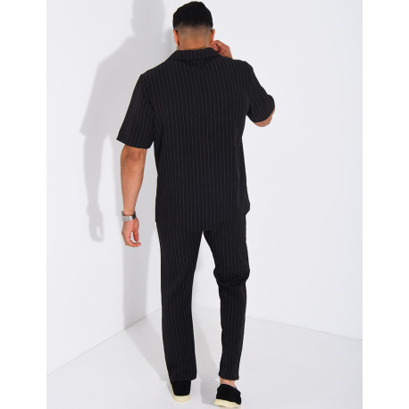 Ensemble rayé pantalon et chemise manches courtes