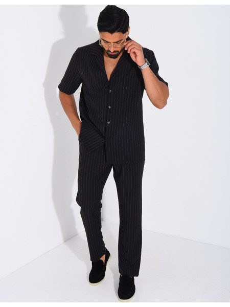 Ensemble rayé pantalon et chemise manches courtes