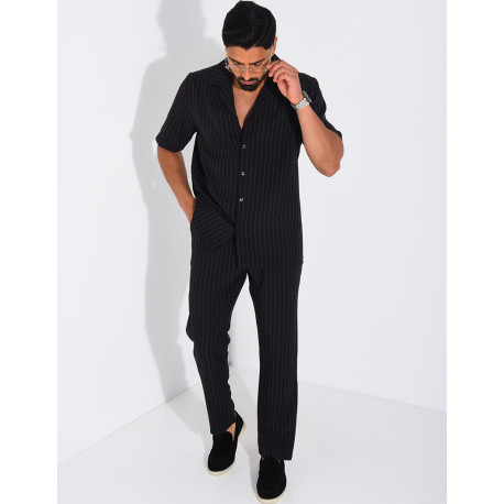 Ensemble rayé pantalon et chemise manches courtes